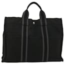HERMES Fourre ToutMM Hand Bag Canvas Gray Black Auth 54138 - Hermès