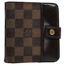 Carteira LOUIS VUITTON Damier Ebene Compact zip N61668 Autenticação de LV 56148 - Louis Vuitton