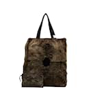 Chanel CC Lapin Fur Tote Bag Sacola de material natural em bom estado