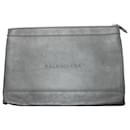 Balenciaga Perforated Logo Pouch in Black Leather 
