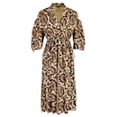 Fendi Leopard-Print V-Neck Midi Dress in Brown Polyester