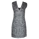 Maje V-neck Mini Dress in Silver Polyester