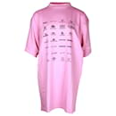 T-shirt oversize con stampa loghi degli archivi Balenciaga in cotone rosa