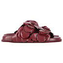 Valentino Garavani Atelier Shoes 03 Rose Edition Slide Sandals in Burgundy Leather