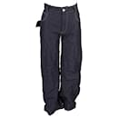 Bottega Veneta Wo Salon 03 Crinkled Utilitarian Pants in Dark Blue Cotton