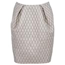 Zac Posen Diamond Quilt Pencil Skirt in Ecru Silk