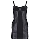 Joseph Panel Corset Dress in Black Wool and Leather
