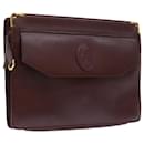 CARTIER Clutch Bag Leather Wine Red Auth ac2248 - Cartier