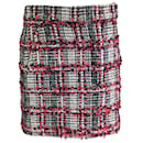 Thom Browne Rouge / Blanc / Mini-jupe noire en tweed à carreaux prince-de-galles