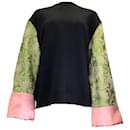 Trocknet van Noten Schwarz / Grün / Rosa Haxo-Sweatshirt mit Ärmeln aus Mixed-Media-Jacquard - Dries Van Noten