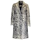 Yves Salomon Grey / Black Leopard Printed Silk Lined Goat Fur Coat