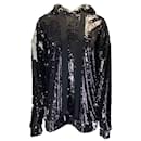 Marques Almeida Noir / Sweat-shirt à capuche et cordon de serrage orné de sequins métallisés argentés