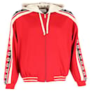 Gucci Web-Trimmed Zip-Up Hoodie in Red Cotton