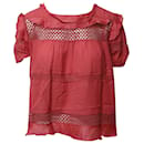Isabel Marant Etoile Cole Blusa con paneles de croché en algodón rosa