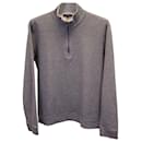 Vince Rib Half Zip Sweater in Grey Cotton