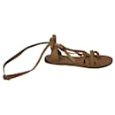 Ancient Greek Sandals Sandales de gladiateur à lanières en cuir couleur chair
