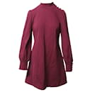 Kate Spade Turtle Neck Puffy Long Sleeve Shift Dress in Maroon Rayon