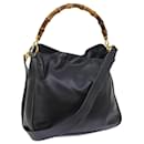 GUCCI Bamboo Shoulder Bag Leather 2way Black Auth 54700 - Gucci