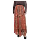 Falda larga de crepé de seda con estampado paisley rojo - talla UK 10 - Etro