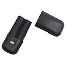 NEW ST DUPONT A CASE 2 LONG BLACK LEATHER CIGARS BLACK LEATHER CIGAR CASE - St Dupont