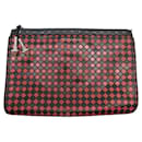 GIVENCHY RED AND BLACK DAMIER LEATHER POUCH CLUTCH HANDBAG - Givenchy
