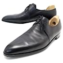CUSTOM-MADE CORTHAY DERBY SHOES 46.5 47 BLACK LEATHER SHOES - Corthay