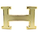 NEUF BOUCLE DE CEINTURE HERMES H GUILLOCHE 32MM EN METAL DORE GOLDEN BUCKLE BELT - Hermès