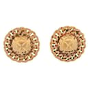 VINTAGE CHANEL QUILTED CHAIN EDGE EARRINGS 1990 ROUND EARRINGS - Chanel