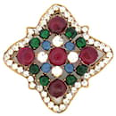 VINTAGE BROOCH CHANEL GRIPOIX CABOCHONS GLASS PASTE & STRASS METAL BROOCH - Chanel