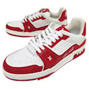 NEW LOUIS VUITTON SHOES SIGNATURE SNEAKERS  54 6 40 RED LEATHER SHOES BOX - Louis Vuitton
