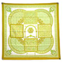 HERMES SCARF BYZANTINE SKIES JULIA ABADIE CARRE 90 YELLOW SILK BOX SCARF - Hermès