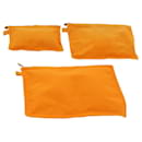 HERMES Large Medium Small Pouch Canvas 3Set Orange Auth bs8593 - Hermès