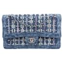 Chanel 2018 Denim Tweed lined Flap Timeless Classic Limited Edition Runway Flap Bag