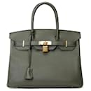 HERMES BIRKIN BAG 30 in Green Leather - 101534 - Hermès