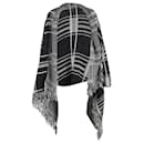 Maje Checked Fringed Poncho Wrap in Multicolor Nylon and Angora Blend