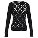 Paco Rabanne Crystal-Embellished Cutout Sweater in Black Merino Wool