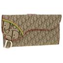 Christian Dior Trotter Toile Rasta Couleur Long Portefeuille Beige Auth 56695