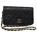 CHANEL Matelasse Chain Shoulder Bag Lamb Skin Black CC Auth yk9012 - Chanel