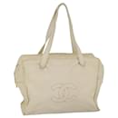 CHANEL Tote Bag Leather Beige CC Auth yk9153 - Chanel