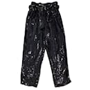 Sally LaPointe Black Sequined Belted Pants / trousers - Autre Marque