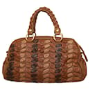 Miu Miu Brown Hues calf leather Wrinkled Leather Braided Bag Satchel Zip Handbag