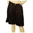 Dolce & Gabbana Black Satin Silk Pleated Bermuda Shorts Trousers Pants size 40