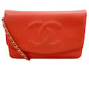 Chanel vintage 2003-2004 Coral Caviar Wallet on Chain