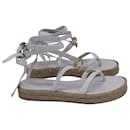 Gianvito Rossi Ankle Strap Espadrille Sandals in White Leather