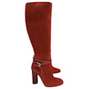 Gucci New Marron Glace Knee-High Boots in Burnt Orange Suede