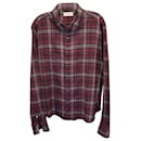 Camicia button-down scozzese Saint Laurent in cotone bordeaux