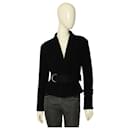 IRO Vipeana Black Boucle Wool Knit Belted Fitted Cardigan Wrap Jacket side 36 - Iro