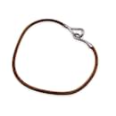 Hermes Tan Leather lined Tour Silver Metal Jumbo Hook Bracelet - Hermès