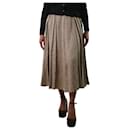 Brown pleated linen-blend skirt - size UK 12 - Ralph Lauren