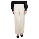 Cream straight-leg cropped trousers - size UK 12 - Loro Piana